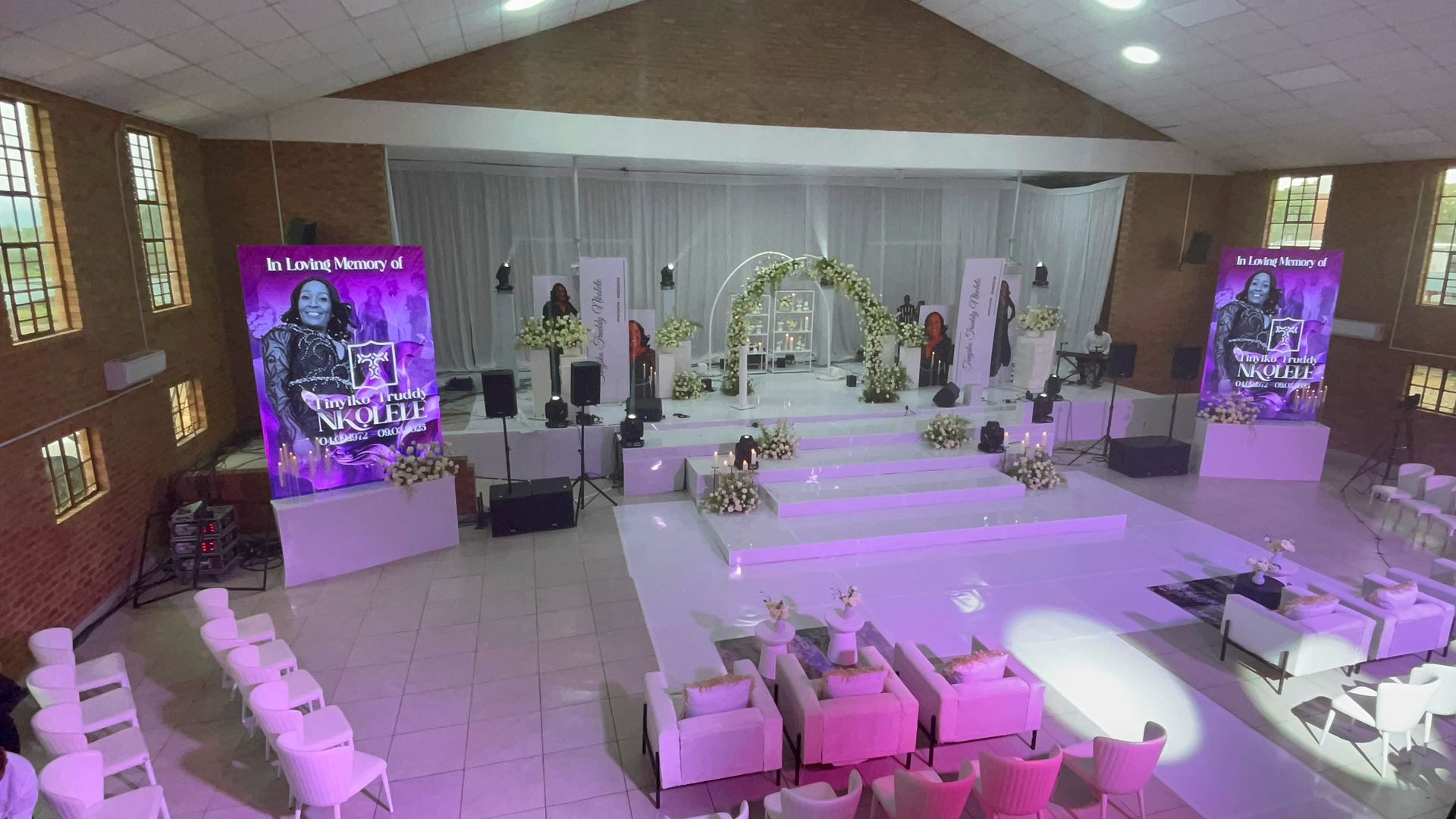 Corporate product launch stage with LED visuals